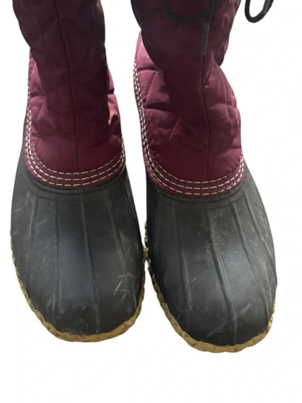 L.L. Bean Duck Boots Red Quilted Lace Up Sherpa Waterproof Winter Mid Calf 9